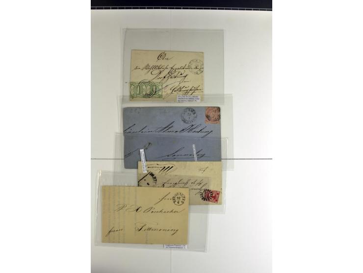 1852/1866, meist gestempelter Händlerbestand auf Steckkarten in einer Lindner-Box mit einigen hundert Werten, dabei viele Paa
