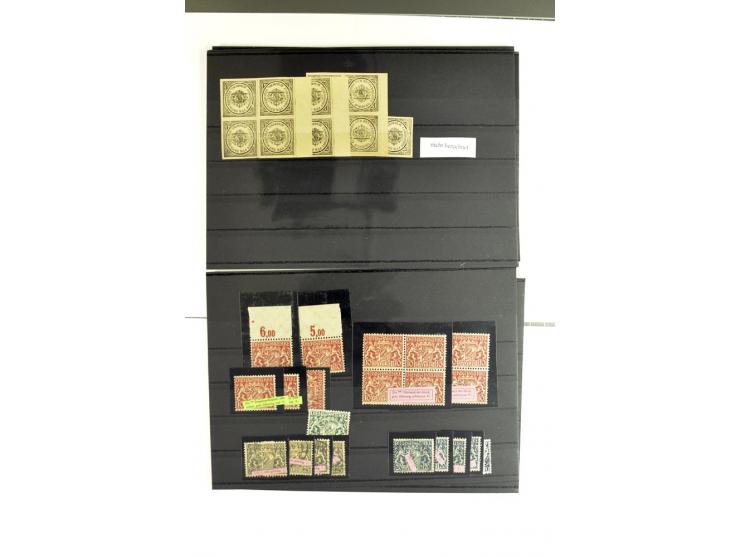 1852/1866, meist gestempelter Händlerbestand auf Steckkarten in einer Lindner-Box mit einigen hundert Werten, dabei viele Paa