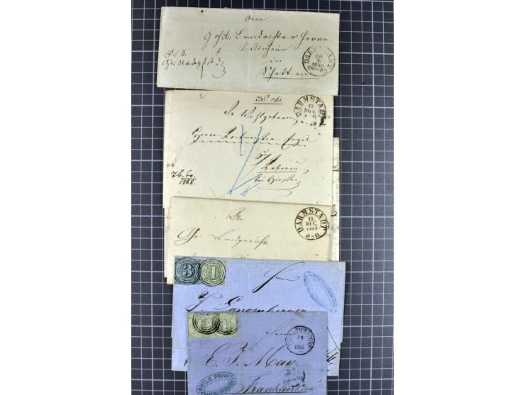 1810/66, umfangreicher Bestand ab Vorphila mit ca. 250 Briefen, Dienstbriefen und Postscheinen, dabei viele frankierte Briefe