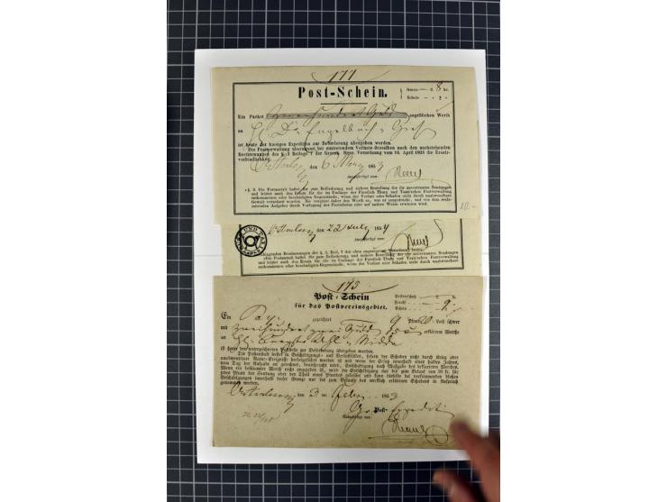 1810/66, umfangreicher Bestand ab Vorphila mit ca. 250 Briefen, Dienstbriefen und Postscheinen, dabei viele frankierte Briefe