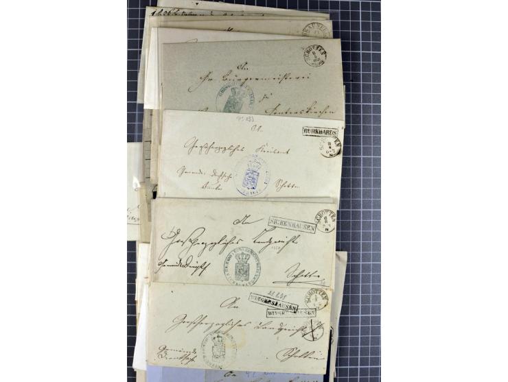 1810/66, umfangreicher Bestand ab Vorphila mit ca. 250 Briefen, Dienstbriefen und Postscheinen, dabei viele frankierte Briefe