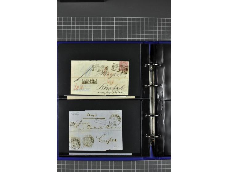 1868/71, Sammlung mit 22 Briefen, dabei schöne Mehrfach- und Mischfrankaturen, ganz überwiegend Auslandsfrankaturen, dazu 3 w