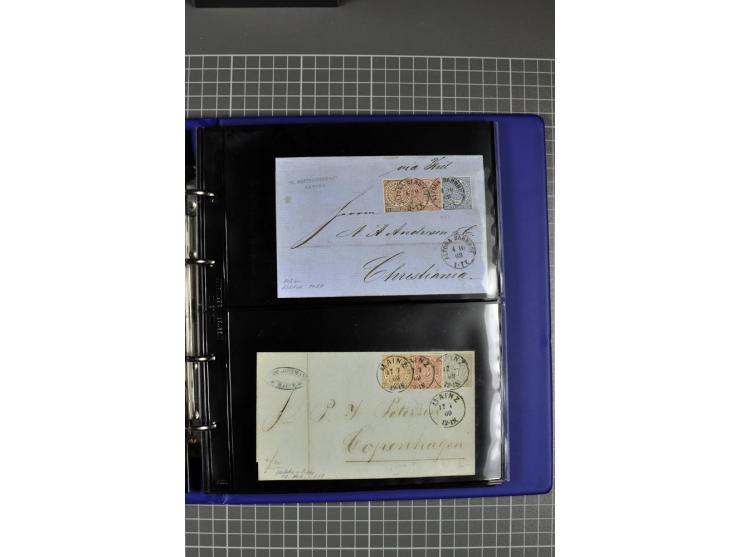 1868/71, Sammlung mit 22 Briefen, dabei schöne Mehrfach- und Mischfrankaturen, ganz überwiegend Auslandsfrankaturen, dazu 3 w