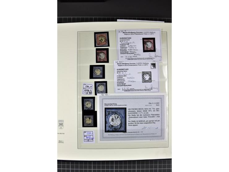 1872/75, Brustschild-Spezialsammlung, überwiegend gestempelt mit ca. 200 Einzelmarken/Briefstücken und 28 Briefen/Karten. Dab