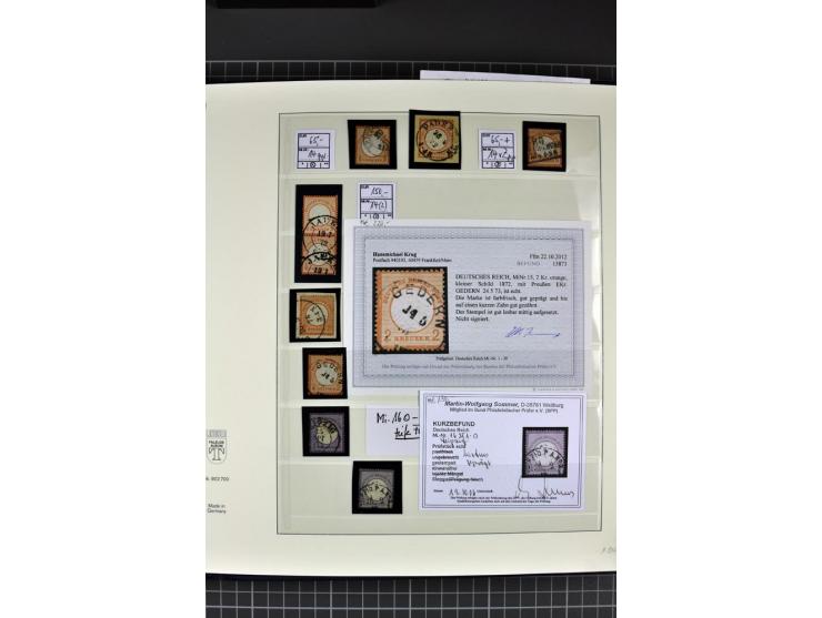 1872/75, Brustschild-Spezialsammlung, überwiegend gestempelt mit ca. 200 Einzelmarken/Briefstücken und 28 Briefen/Karten. Dab