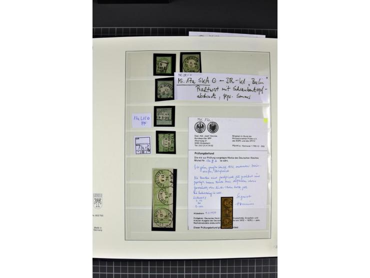 1872/75, Brustschild-Spezialsammlung, überwiegend gestempelt mit ca. 200 Einzelmarken/Briefstücken und 28 Briefen/Karten. Dab
