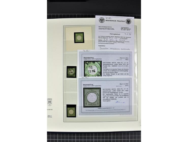 1872/75, Brustschild-Spezialsammlung, überwiegend gestempelt mit ca. 200 Einzelmarken/Briefstücken und 28 Briefen/Karten. Dab