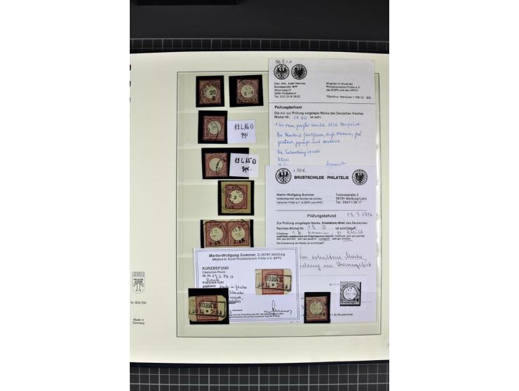 1872/75, Brustschild-Spezialsammlung, überwiegend gestempelt mit ca. 200 Einzelmarken/Briefstücken und 28 Briefen/Karten. Dab