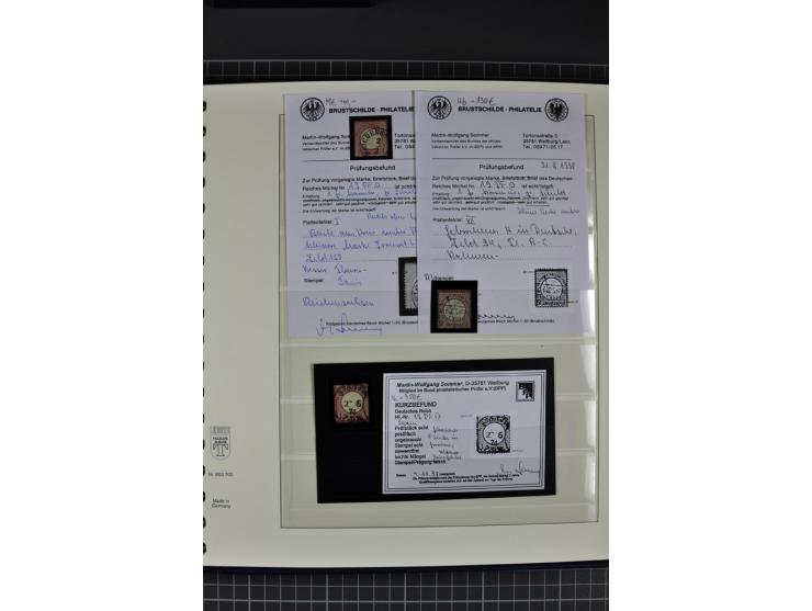 1872/75, Brustschild-Spezialsammlung, überwiegend gestempelt mit ca. 200 Einzelmarken/Briefstücken und 28 Briefen/Karten. Dab