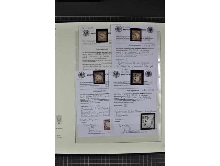 1872/75, Brustschild-Spezialsammlung, überwiegend gestempelt mit ca. 200 Einzelmarken/Briefstücken und 28 Briefen/Karten. Dab