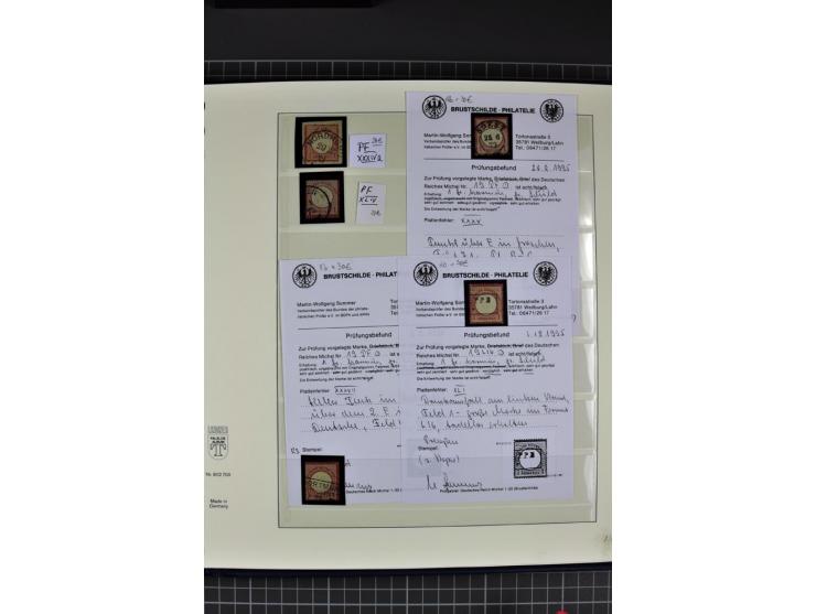 1872/75, Brustschild-Spezialsammlung, überwiegend gestempelt mit ca. 200 Einzelmarken/Briefstücken und 28 Briefen/Karten. Dab