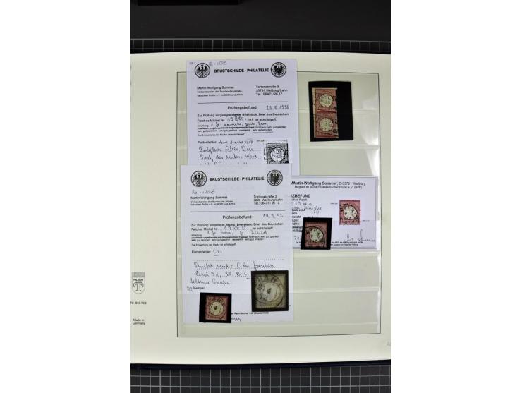1872/75, Brustschild-Spezialsammlung, überwiegend gestempelt mit ca. 200 Einzelmarken/Briefstücken und 28 Briefen/Karten. Dab