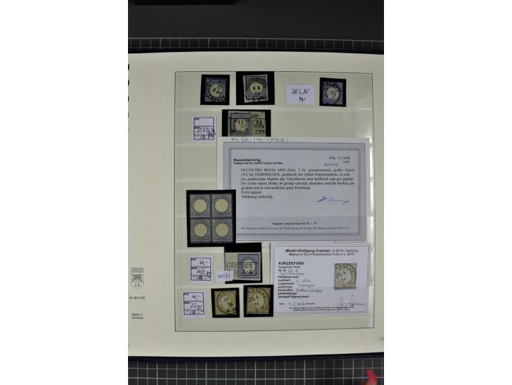 1872/75, Brustschild-Spezialsammlung, überwiegend gestempelt mit ca. 200 Einzelmarken/Briefstücken und 28 Briefen/Karten. Dab