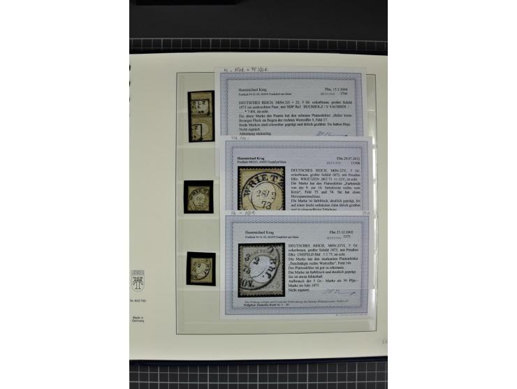 1872/75, Brustschild-Spezialsammlung, überwiegend gestempelt mit ca. 200 Einzelmarken/Briefstücken und 28 Briefen/Karten. Dab