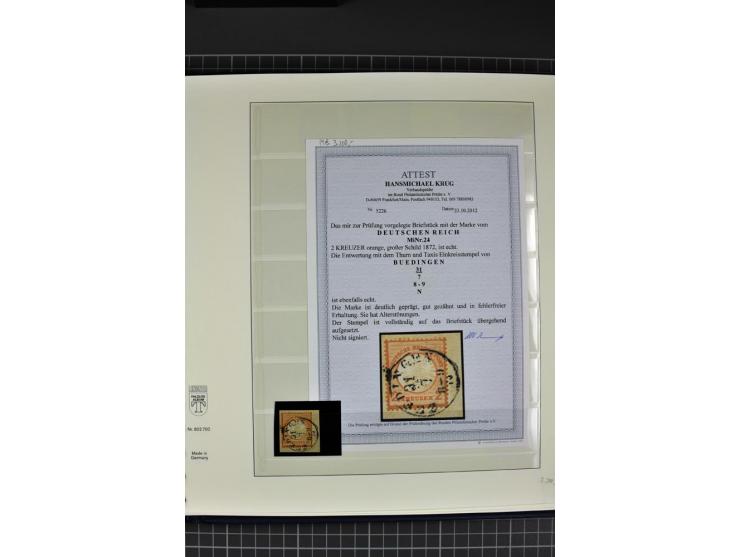 1872/75, Brustschild-Spezialsammlung, überwiegend gestempelt mit ca. 200 Einzelmarken/Briefstücken und 28 Briefen/Karten. Dab