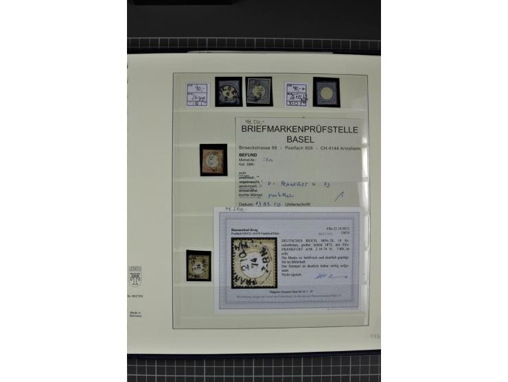 1872/75, Brustschild-Spezialsammlung, überwiegend gestempelt mit ca. 200 Einzelmarken/Briefstücken und 28 Briefen/Karten. Dab
