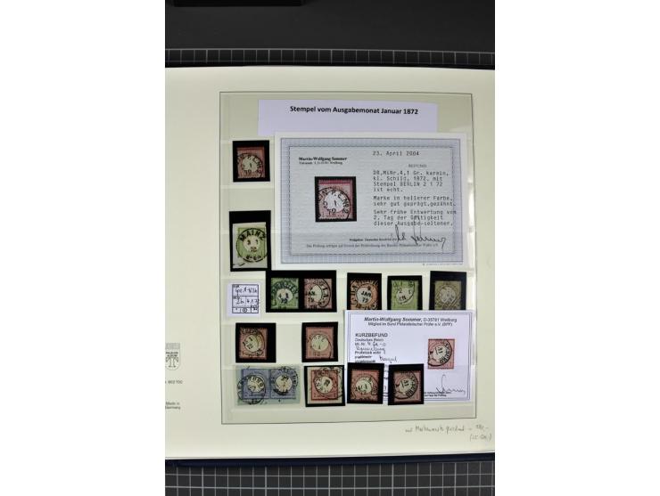 1872/75, Brustschild-Spezialsammlung, überwiegend gestempelt mit ca. 200 Einzelmarken/Briefstücken und 28 Briefen/Karten. Dab