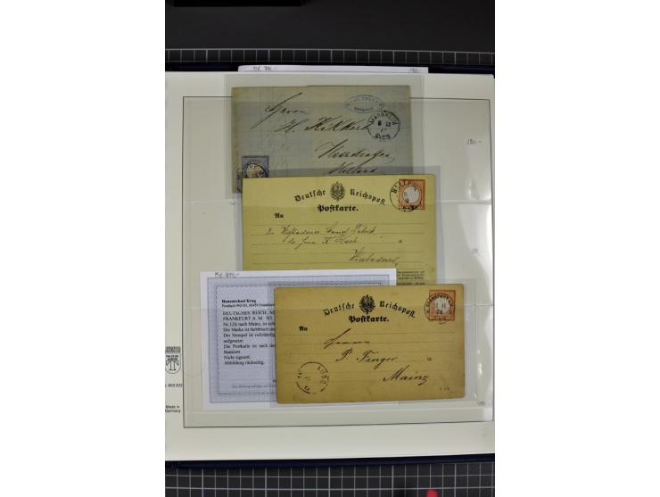 1872/75, Brustschild-Spezialsammlung, überwiegend gestempelt mit ca. 200 Einzelmarken/Briefstücken und 28 Briefen/Karten. Dab