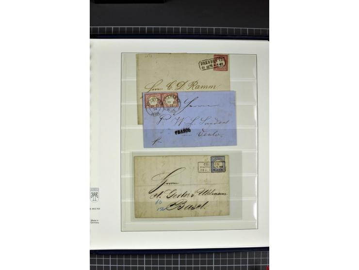 1872/75, Brustschild-Spezialsammlung, überwiegend gestempelt mit ca. 200 Einzelmarken/Briefstücken und 28 Briefen/Karten. Dab