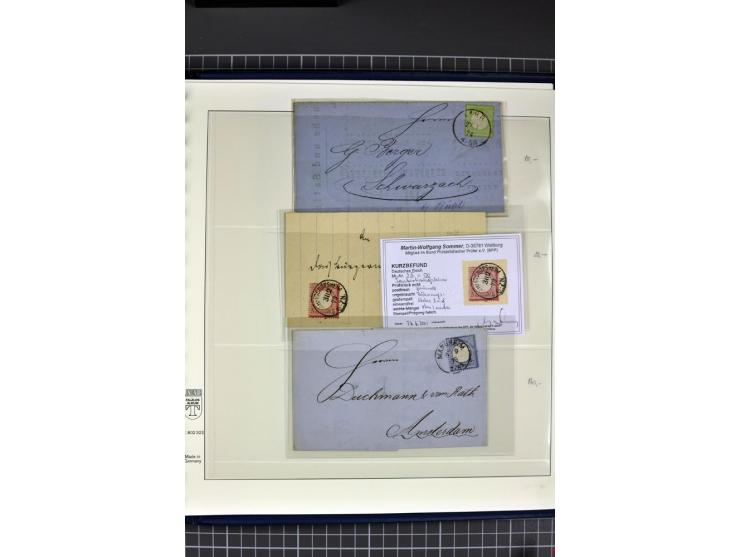 1872/75, Brustschild-Spezialsammlung, überwiegend gestempelt mit ca. 200 Einzelmarken/Briefstücken und 28 Briefen/Karten. Dab