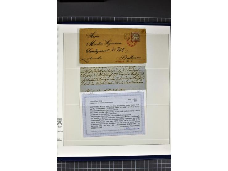 1872/75, Brustschild-Spezialsammlung, überwiegend gestempelt mit ca. 200 Einzelmarken/Briefstücken und 28 Briefen/Karten. Dab