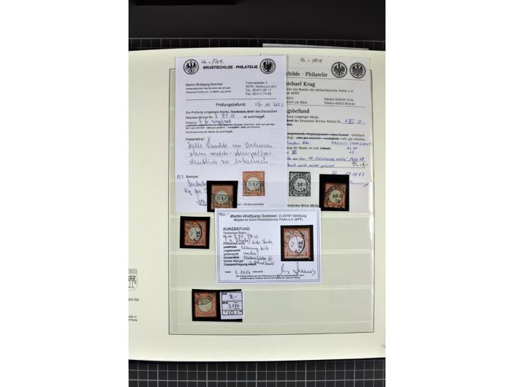 1872/75, Brustschild-Spezialsammlung, überwiegend gestempelt mit ca. 200 Einzelmarken/Briefstücken und 28 Briefen/Karten. Dab
