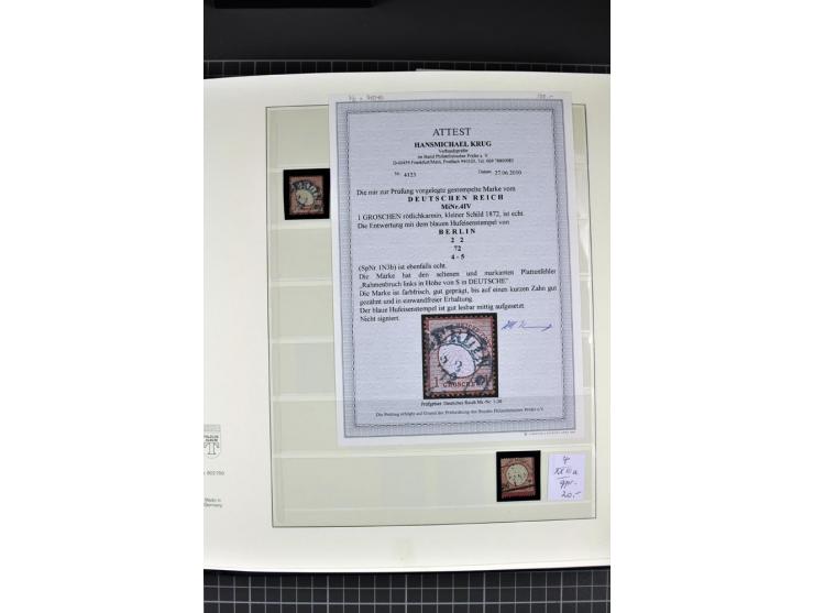 1872/75, Brustschild-Spezialsammlung, überwiegend gestempelt mit ca. 200 Einzelmarken/Briefstücken und 28 Briefen/Karten. Dab