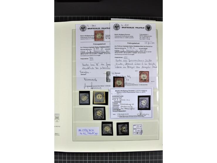 1872/75, Brustschild-Spezialsammlung, überwiegend gestempelt mit ca. 200 Einzelmarken/Briefstücken und 28 Briefen/Karten. Dab