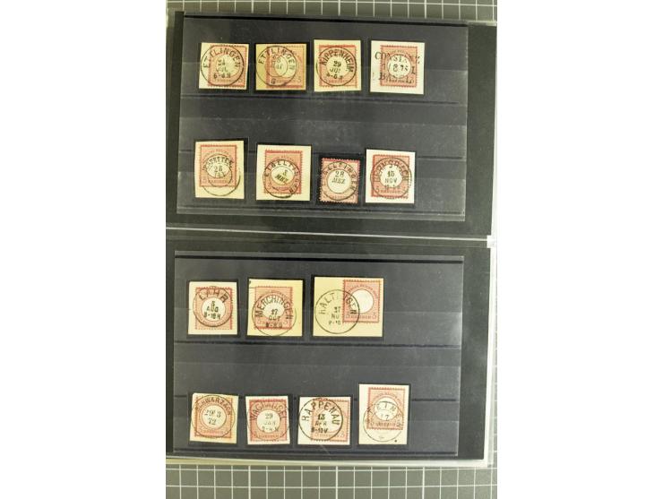 1872/75, sehr schöne gestempelte Sammlung mit 51 Briefen und ca. 100 Briefstücken und (wenigen) losen Marken; durchweg in übe