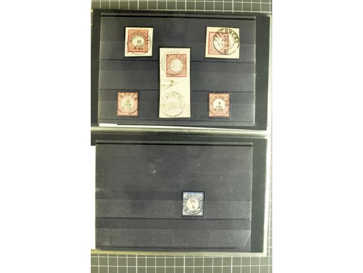 1872/75, sehr schöne gestempelte Sammlung mit 51 Briefen und ca. 100 Briefstücken und (wenigen) losen Marken; durchweg in übe