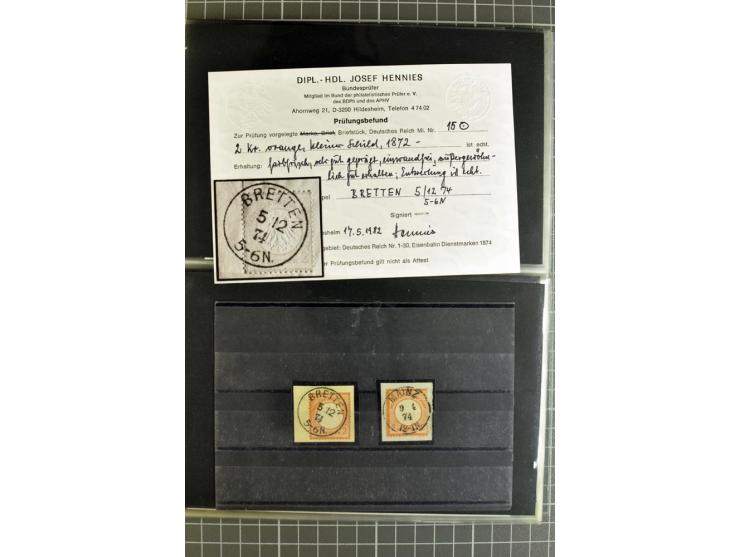 1872/75, sehr schöne gestempelte Sammlung mit 51 Briefen und ca. 100 Briefstücken und (wenigen) losen Marken; durchweg in übe