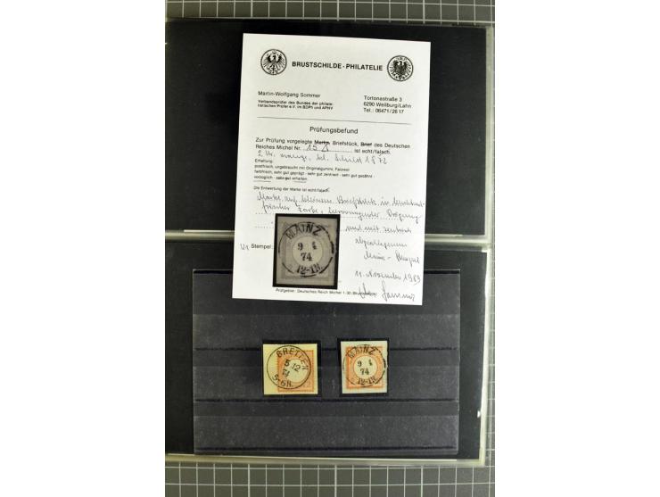 1872/75, sehr schöne gestempelte Sammlung mit 51 Briefen und ca. 100 Briefstücken und (wenigen) losen Marken; durchweg in übe