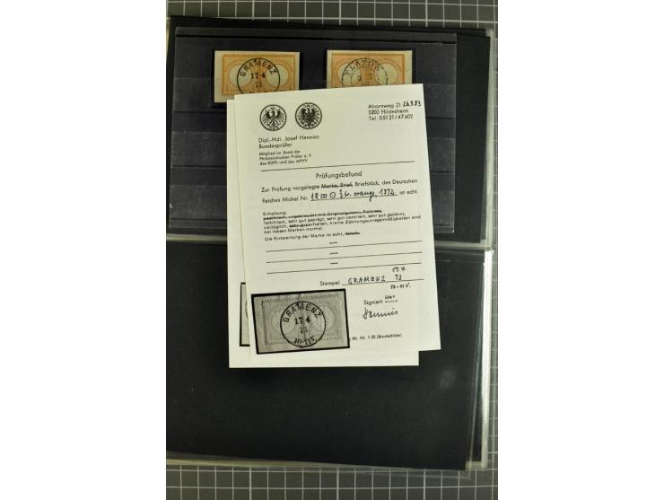 1872/75, sehr schöne gestempelte Sammlung mit 51 Briefen und ca. 100 Briefstücken und (wenigen) losen Marken; durchweg in übe