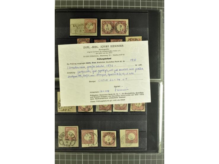 1872/75, sehr schöne gestempelte Sammlung mit 51 Briefen und ca. 100 Briefstücken und (wenigen) losen Marken; durchweg in übe