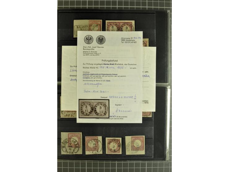 1872/75, sehr schöne gestempelte Sammlung mit 51 Briefen und ca. 100 Briefstücken und (wenigen) losen Marken; durchweg in übe