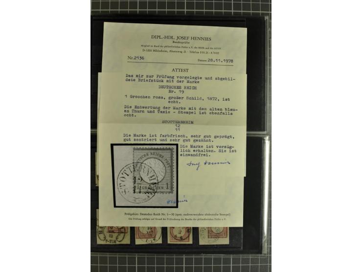 1872/75, sehr schöne gestempelte Sammlung mit 51 Briefen und ca. 100 Briefstücken und (wenigen) losen Marken; durchweg in übe