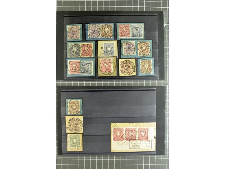 1872/75, sehr schöne gestempelte Sammlung mit 51 Briefen und ca. 100 Briefstücken und (wenigen) losen Marken; durchweg in übe