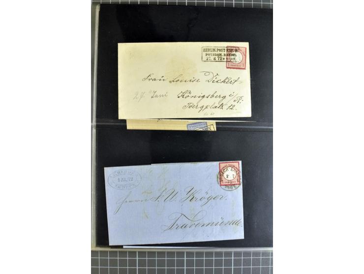 1872/75, sehr schöne gestempelte Sammlung mit 51 Briefen und ca. 100 Briefstücken und (wenigen) losen Marken; durchweg in übe
