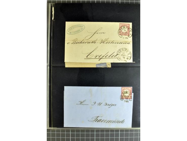 1872/75, sehr schöne gestempelte Sammlung mit 51 Briefen und ca. 100 Briefstücken und (wenigen) losen Marken; durchweg in übe