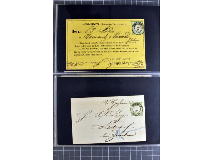 1872/75, sehr schöne gestempelte Sammlung mit 51 Briefen und ca. 100 Briefstücken und (wenigen) losen Marken; durchweg in übe