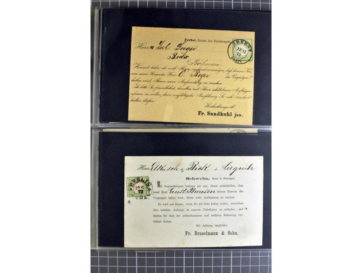 1872/75, sehr schöne gestempelte Sammlung mit 51 Briefen und ca. 100 Briefstücken und (wenigen) losen Marken; durchweg in übe