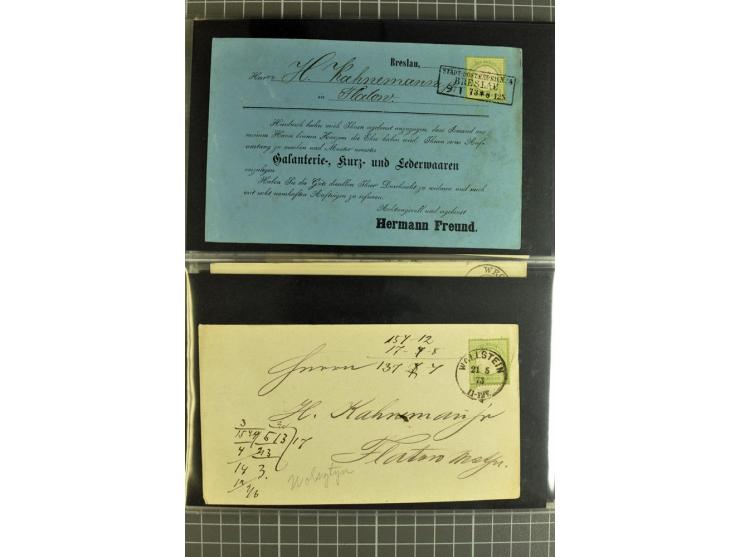 1872/75, sehr schöne gestempelte Sammlung mit 51 Briefen und ca. 100 Briefstücken und (wenigen) losen Marken; durchweg in übe