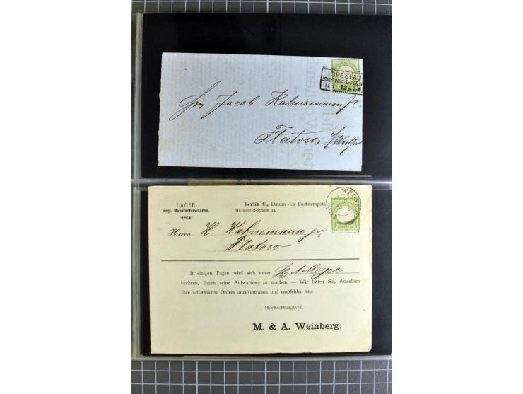 1872/75, sehr schöne gestempelte Sammlung mit 51 Briefen und ca. 100 Briefstücken und (wenigen) losen Marken; durchweg in übe