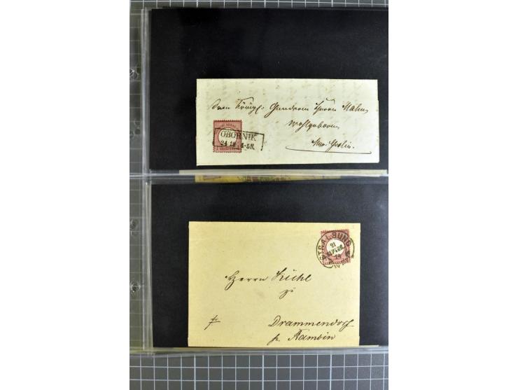 1872/75, sehr schöne gestempelte Sammlung mit 51 Briefen und ca. 100 Briefstücken und (wenigen) losen Marken; durchweg in übe