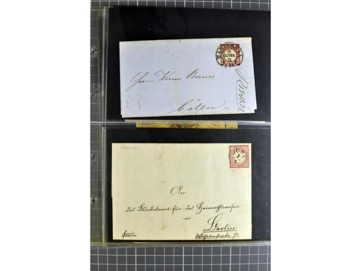 1872/75, sehr schöne gestempelte Sammlung mit 51 Briefen und ca. 100 Briefstücken und (wenigen) losen Marken; durchweg in übe
