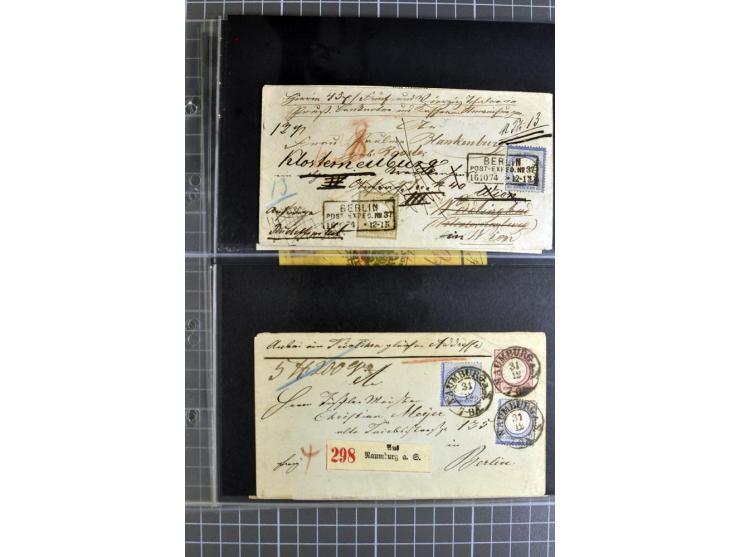 1872/75, sehr schöne gestempelte Sammlung mit 51 Briefen und ca. 100 Briefstücken und (wenigen) losen Marken; durchweg in übe