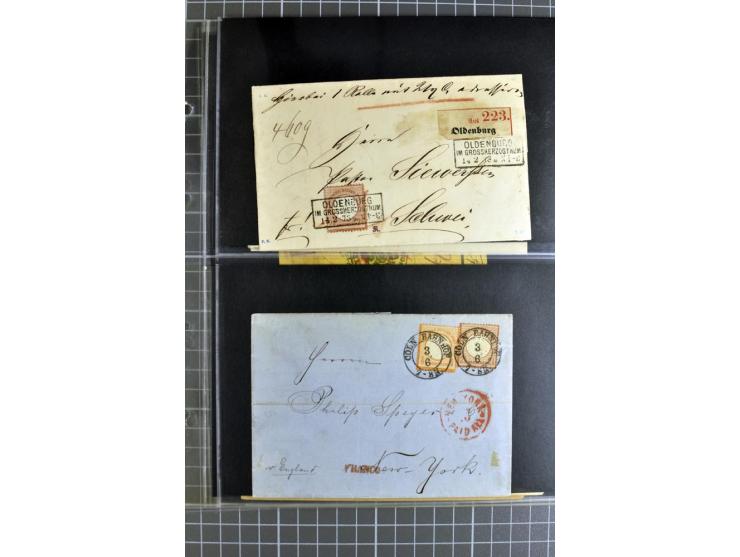 1872/75, sehr schöne gestempelte Sammlung mit 51 Briefen und ca. 100 Briefstücken und (wenigen) losen Marken; durchweg in übe