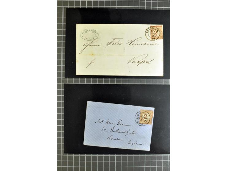 1872/75, sehr schöne gestempelte Sammlung mit 51 Briefen und ca. 100 Briefstücken und (wenigen) losen Marken; durchweg in übe