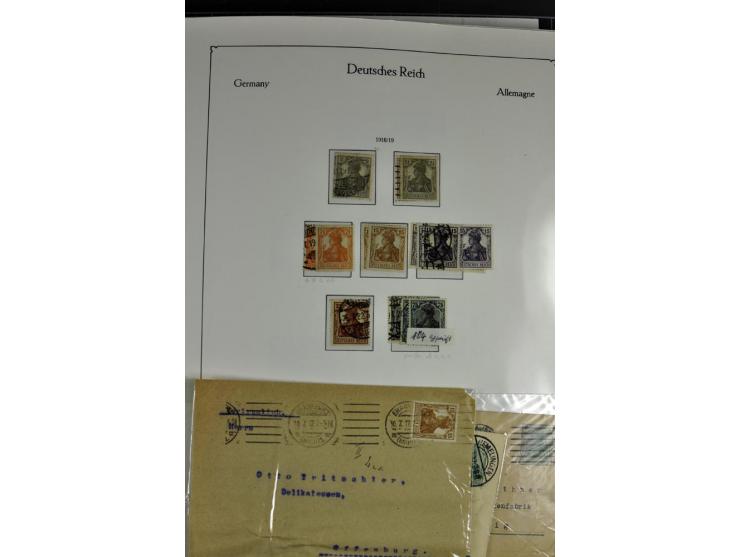 1872/1945, postfrische, ungebrauchte und gestempelte Sammlung mit u.a. Mi.-Nr. 66, VI auf Karte, 177, 179, 196I, 438-39, Bl.2
