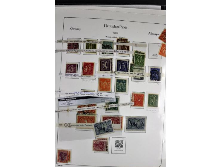 1872/1945, postfrische, ungebrauchte und gestempelte Sammlung mit u.a. Mi.-Nr. 66, VI auf Karte, 177, 179, 196I, 438-39, Bl.2